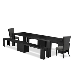 East West Furniture Xtenczar 5 -Piece Dining Room Table Set in Black Finish