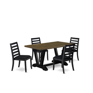 East West Furniture V-Style 5-Piece Dining Room Set in Distressed Jacobean