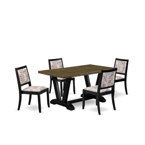 East West Furniture V-Style 5-Piece Kitchen Dining Set in Distressed Jacobean