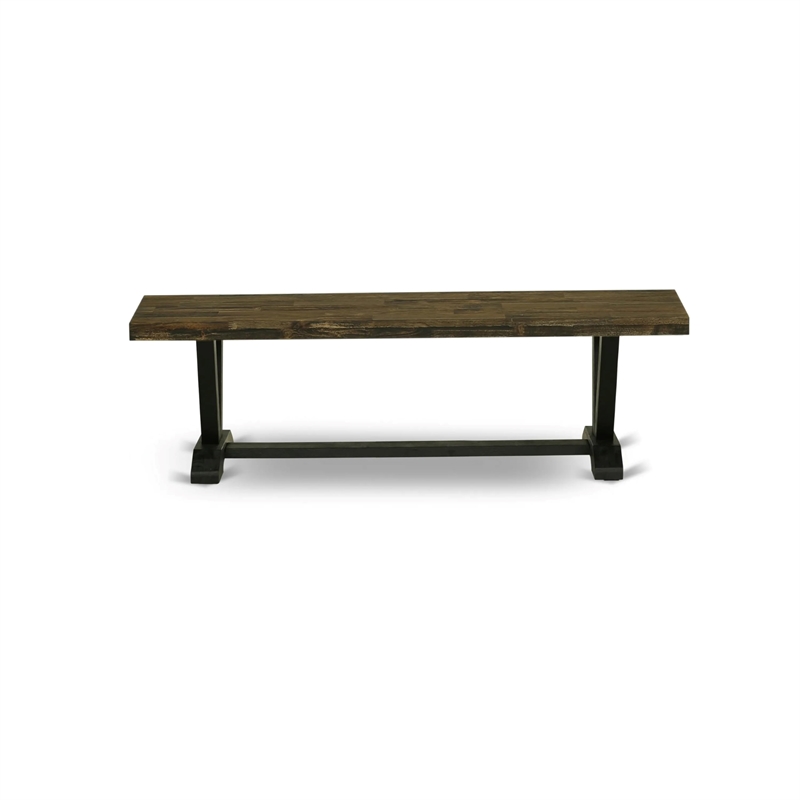 East West Furniture V-Style 6-Pc Modern Dining Table Set in Distressed Jacobean