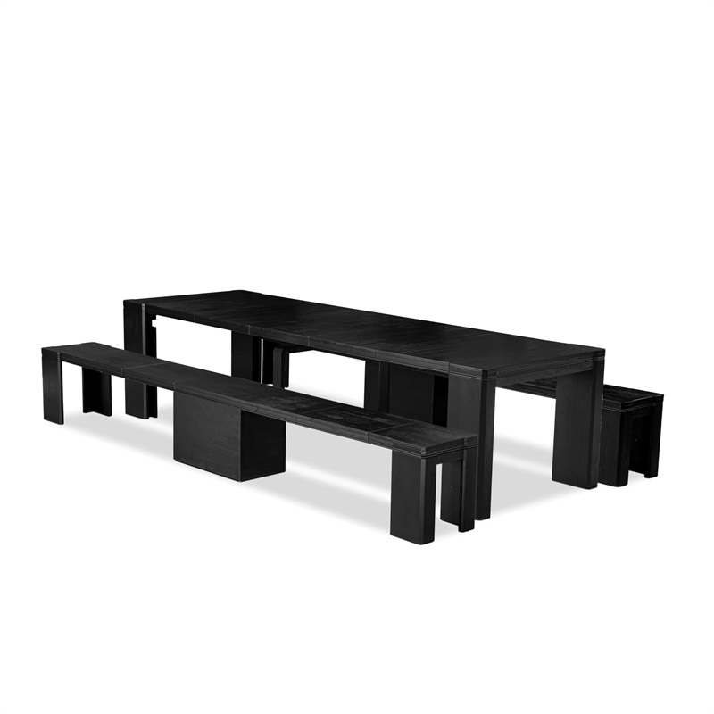 East West Furniture Xtenczar 3 Pieces Dining Set in Black Finish