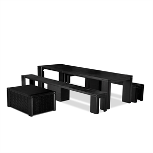 East West Furniture Xtenczar 4 Pieces Extendable Dining Set in Black Finish
