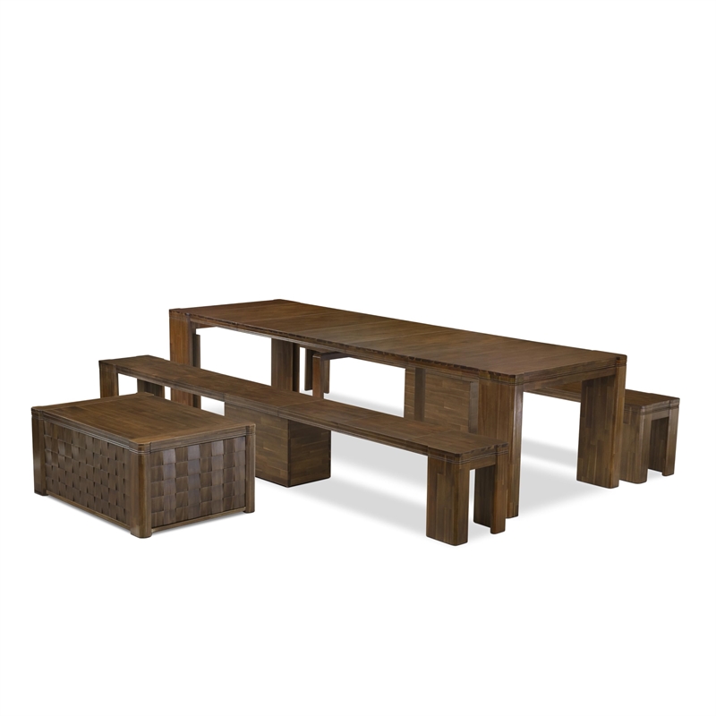 East West Furniture Xtenczar 4-Piece Extendable Dining Set in Walnut Finish