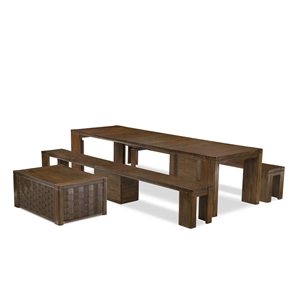East West Furniture Xtenczar 4-Piece Extendable Dining Set in Walnut Finish