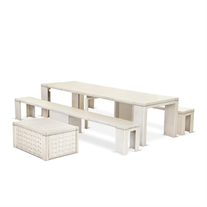 East West Furniture Xtenczar 4 Pieces Extendable Dining Set in White Finish