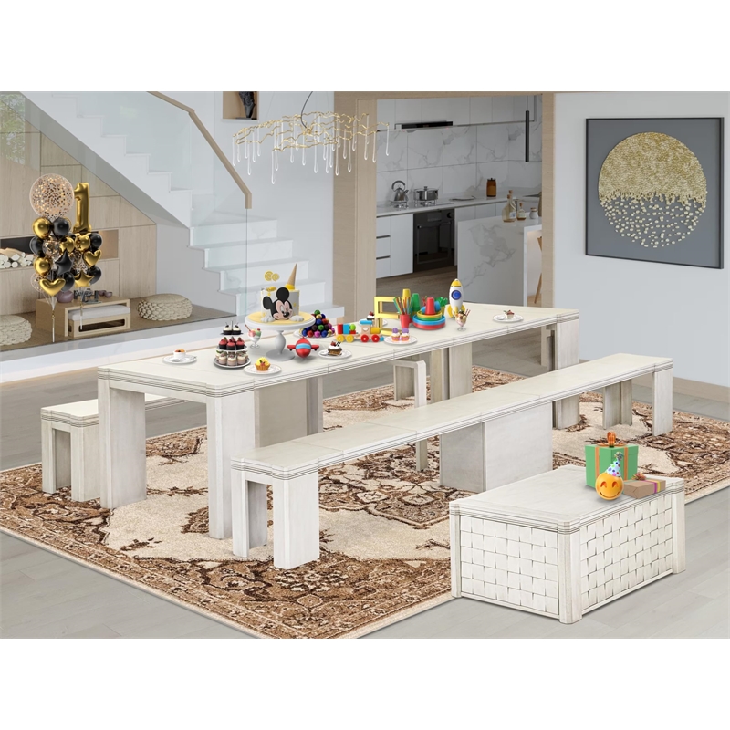 East West Furniture Xtenczar 4 Pieces Extendable Dining Set in White Finish