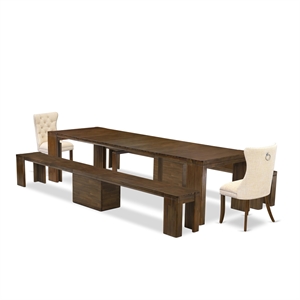 East West Furniture Xtenczar 5-Piece Extendable Dining Set in Walnut Finish