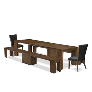 East West Furniture Xtenczar 5-Piece Extendable Dining Set in Walnut Finish