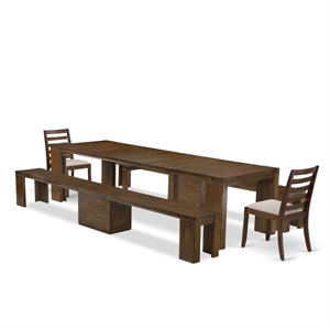 East West Furniture Xtenczar 5-Piece Extendable Dining Set in Walnut Finish