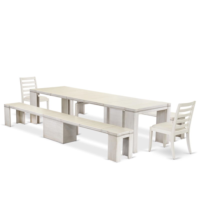 East West Furniture Xtenczar 5-Piece Extendable Dining Set in White Finish
