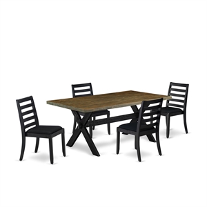 East West Furniture X-Style 5-Piece Dining Table Set in Distressed Jacobean
