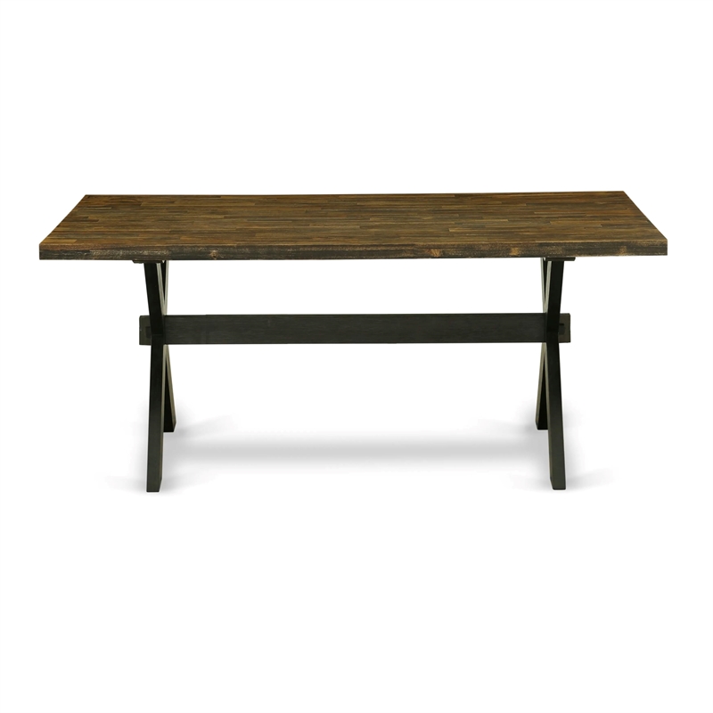 East West Furniture X-Style 7-Piece Dining Table Set in Distressed Jacobean