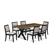 East West Furniture X-Style 7-Piece Kitchen Table Set in Distressed Jacobean