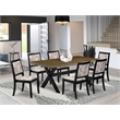 East West Furniture X-Style 7-Piece Kitchen Table Set in Distressed Jacobean