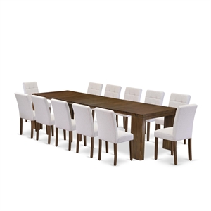 East West Furniture Xtenczar 13-Piece Extendable Dining Set in Walnut Finish