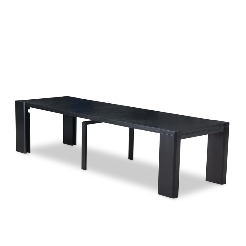 East West Furniture Xtenczar 14 -Piece Dining Room Table Set in Black Finish