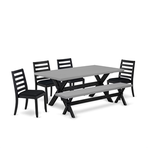 East West Furniture X-Style 6-Piece Kitchen Table Set in Cement Finish