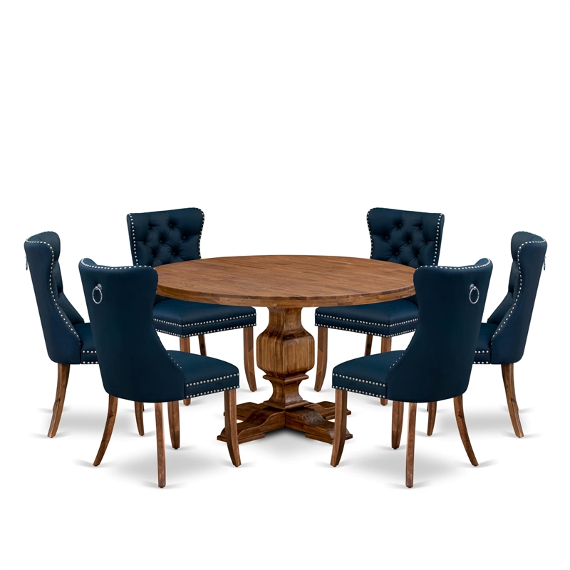 East West Furniture Irving 7-Piece Kitchen Table Set in Walnut Finish