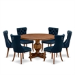 East West Furniture Irving 7-Piece Kitchen Table Set in Walnut Finish