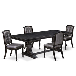 East West Furniture Laneville 5-Piece Modern Dining Set in Black Finish