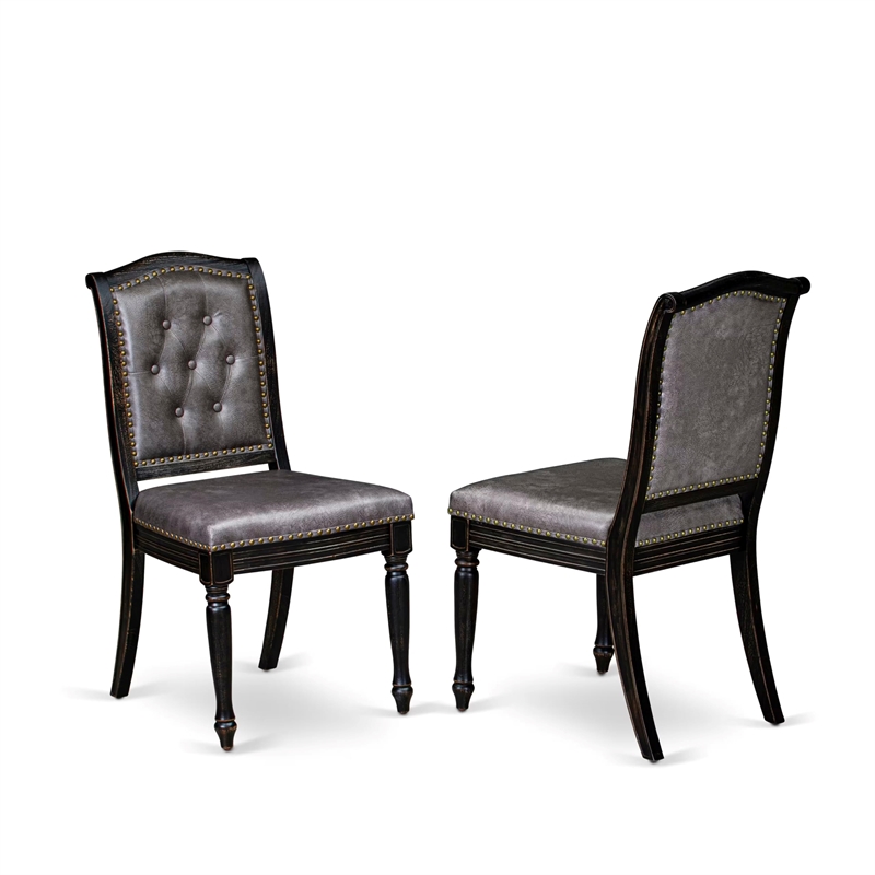 East West Furniture Marshall Parson Dining Chairs in Black (Set of 2)
