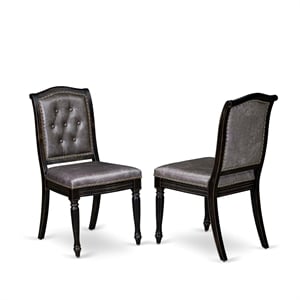 East West Furniture Marshall Parson Dining Chairs in Black (Set of 2)