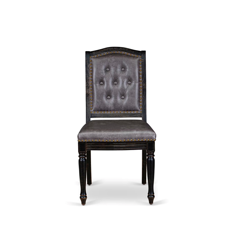 East West Furniture Marshall Parson Dining Chairs in Black (Set of 2)