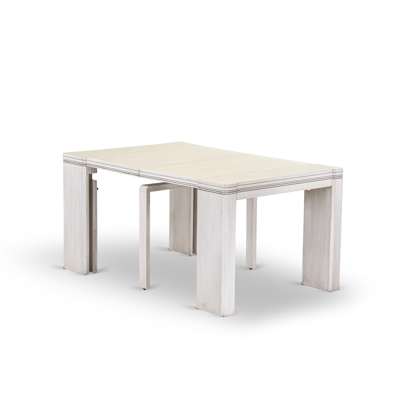 East West Furniture Xtenczar 13-Piece Extendable Dining Set in White Finish