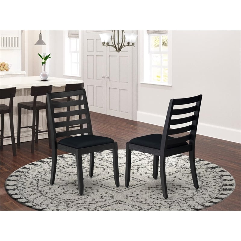 East West Furniture Xtenczar Modern Dining Chairs in Black (Set of 2)