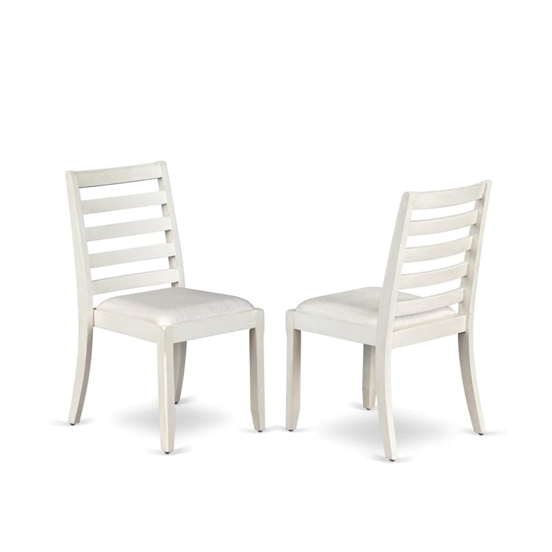 East West Furniture Xtenczar Modern Dining Chairs in White (Set of 2)