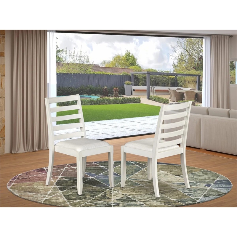 East West Furniture Xtenczar Modern Dining Chairs in White (Set of 2)