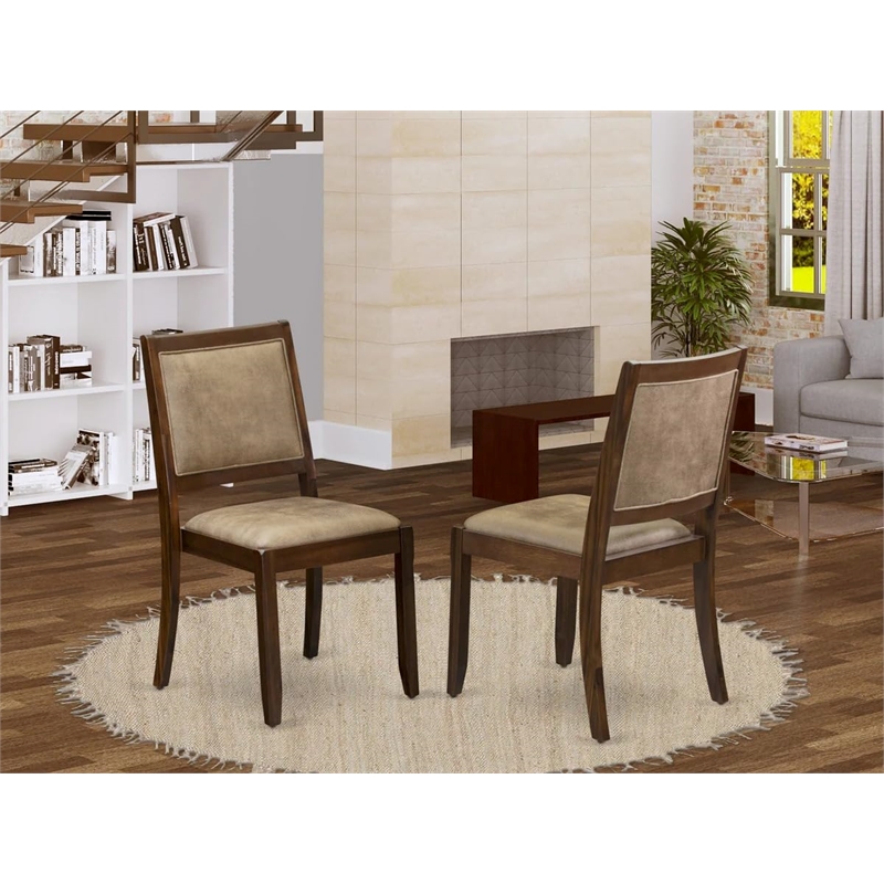 East West Furniture Xtenczar Modern Dining Chairs in Walnut (Set of 2)