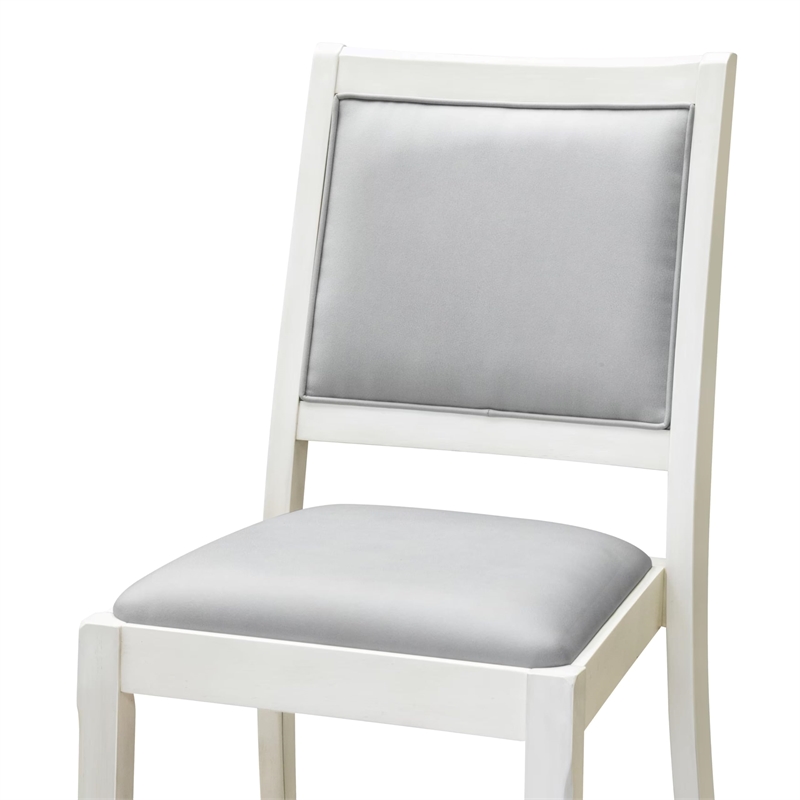 East West Furniture Xtenczar Modern Dining Chairs in White (Set of 2)