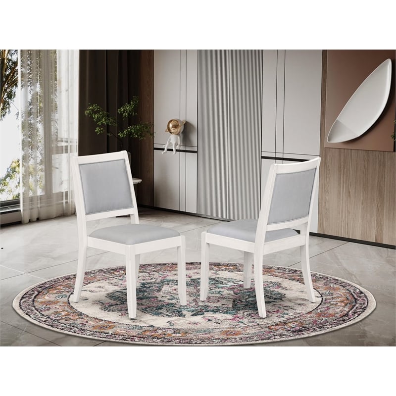 East West Furniture Xtenczar Modern Dining Chairs in White (Set of 2)