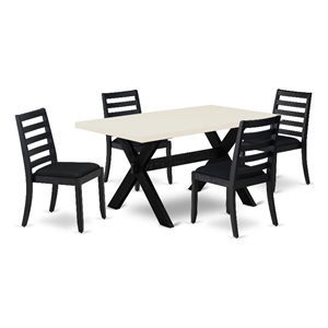 East West Furniture X-Style 5-Piece Dining Room Set in Linen White Finish