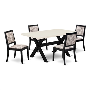 East West Furniture X-Style 5-Piece Kitchen Dining Set in Linen White Finish