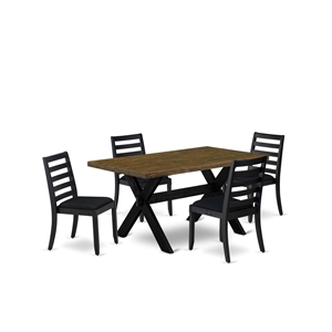 East West Furniture X-Style 5-Piece Kitchen Dining Set in Distressed Jacobean