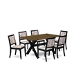East West Furniture X-Style 7-Piece Kitchen Table Set in Distressed Jacobean