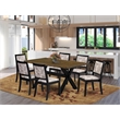 East West Furniture X-Style 7-Piece Kitchen Table Set in Distressed Jacobean