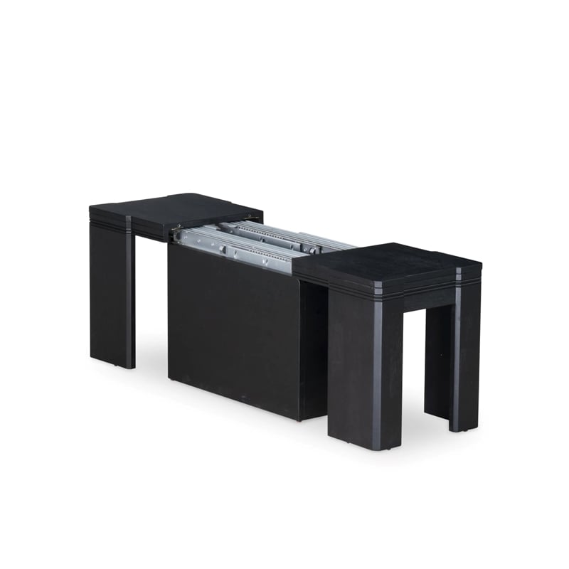 East West Furniture Xtenczar Extendable Modern Bench in Black Finish