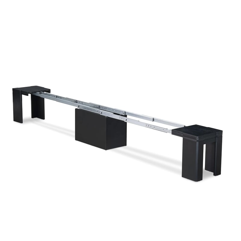 East West Furniture Xtenczar Extendable Modern Bench in Black Finish