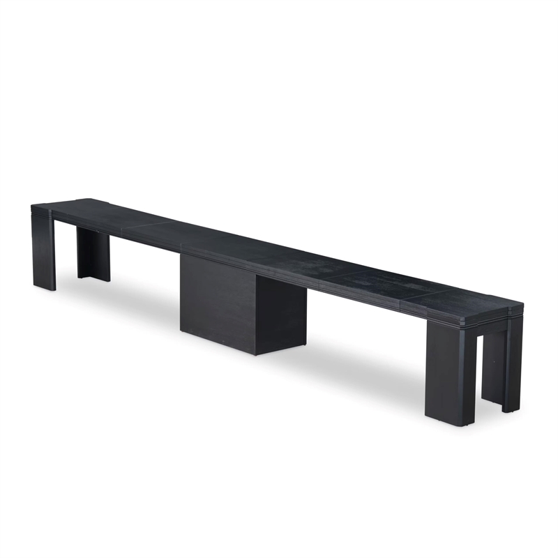 East West Furniture Xtenczar Extendable Modern Bench in Black Finish