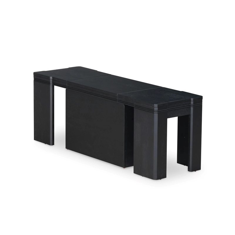 East West Furniture Xtenczar Extendable Modern Bench in Black Finish