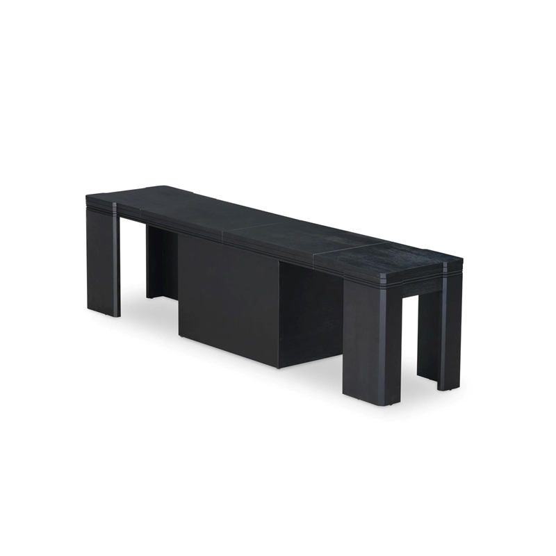 East West Furniture Xtenczar Extendable Modern Bench in Black Finish