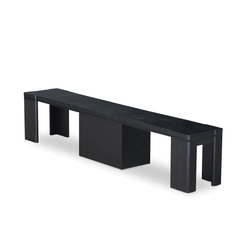 East West Furniture Xtenczar Extendable Modern Bench in Black Finish