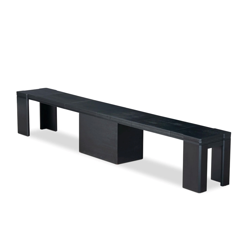 East West Furniture Xtenczar Extendable Modern Bench in Black Finish