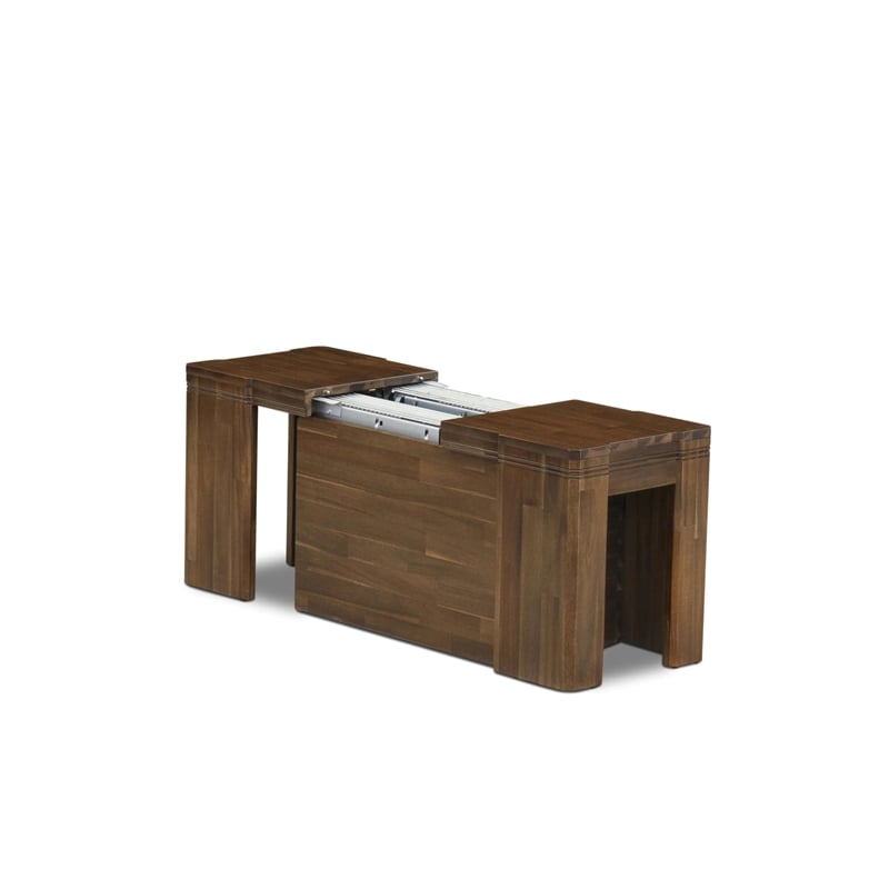 East West Furniture Xtenczar Extendable Modern Bench in Walnut Finish