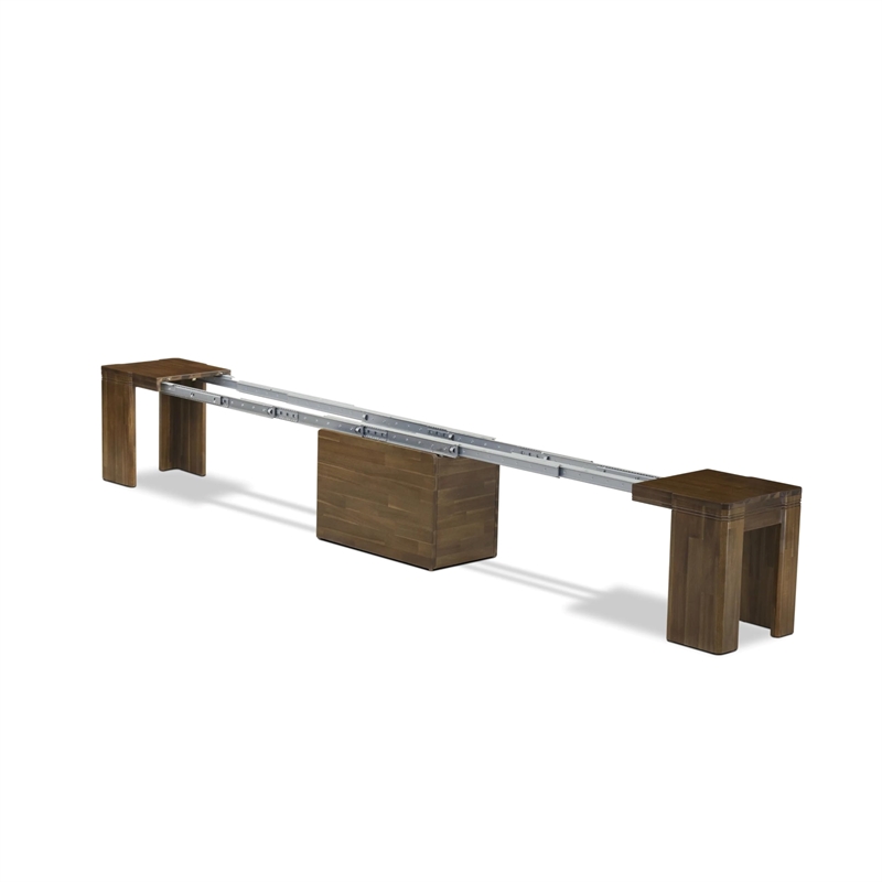 East West Furniture Xtenczar Extendable Modern Bench in Walnut Finish