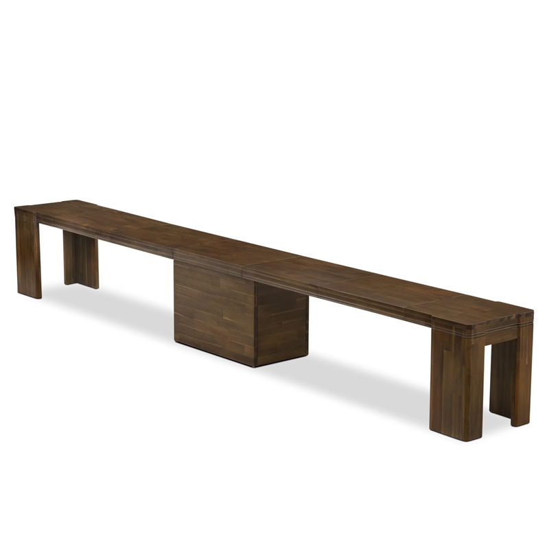 East West Furniture Xtenczar Extendable Modern Bench in Walnut Finish