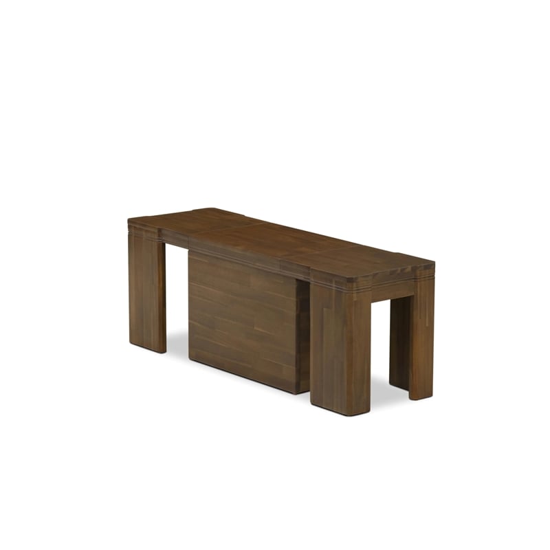 East West Furniture Xtenczar Extendable Modern Bench in Walnut Finish